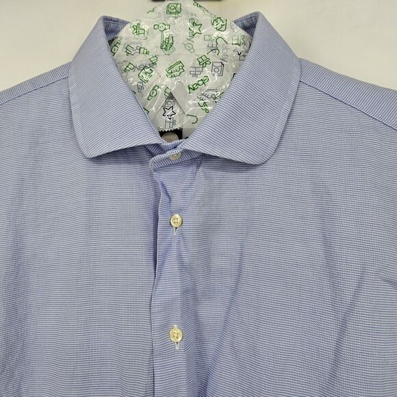 Gitman Bros Shirt Mens 18.5 35 Button Up Cotton USA Short Sleeve Blue Casual - Picture 2 of 9